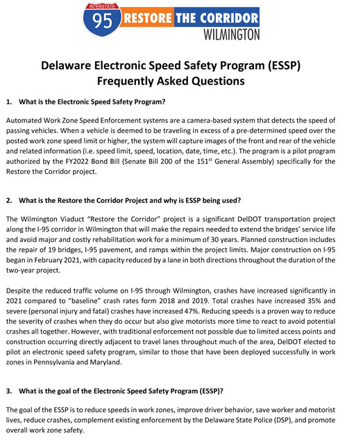 DelDOT Electronic Speed FAQ